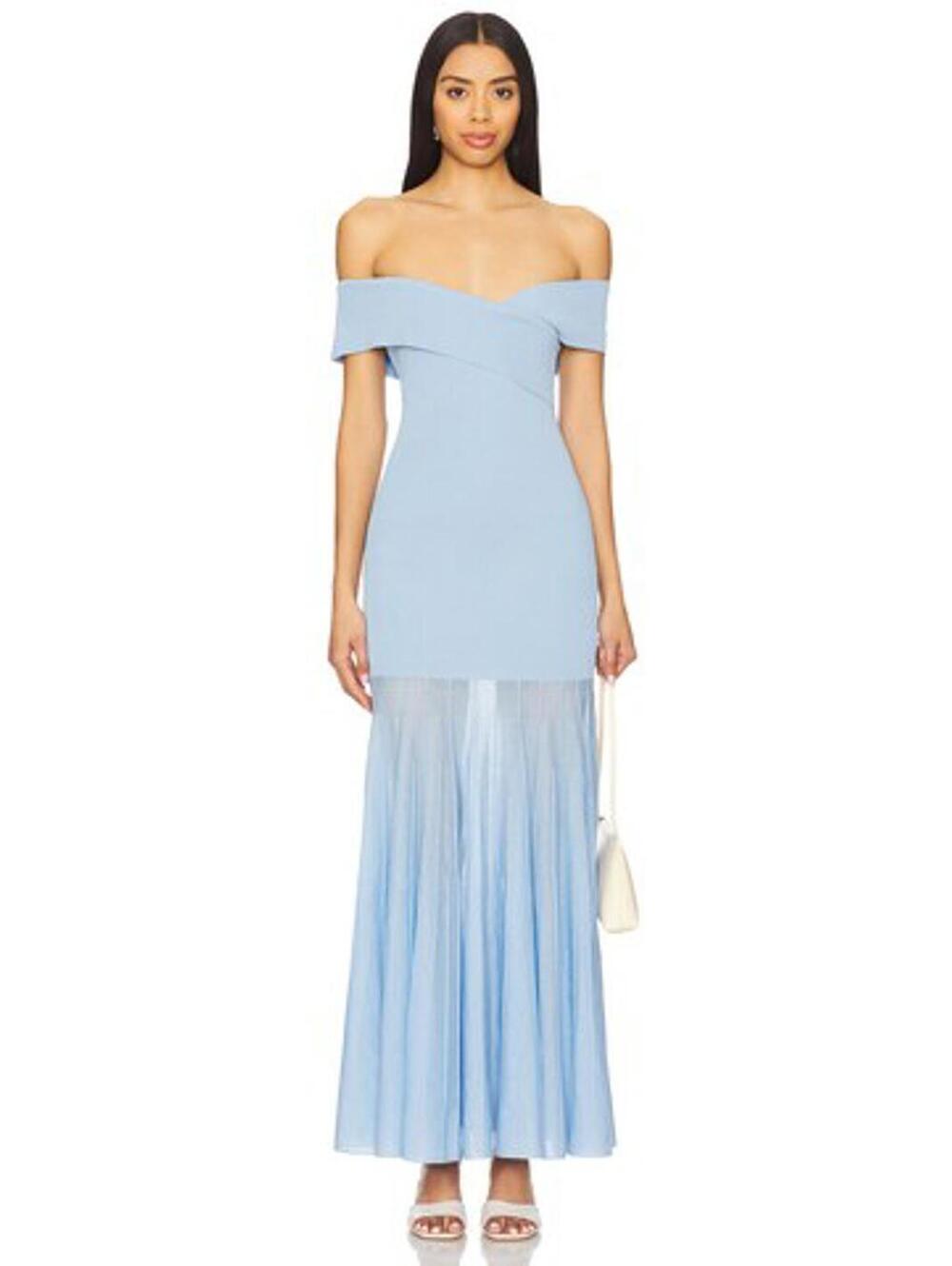 Line & Dot ROWAN JERSEY DRESS baby blue maxi